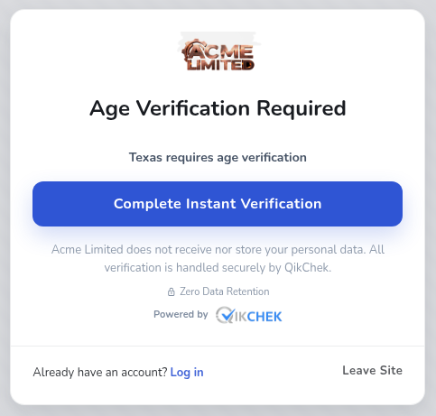 QikChek Verification Modal Preview